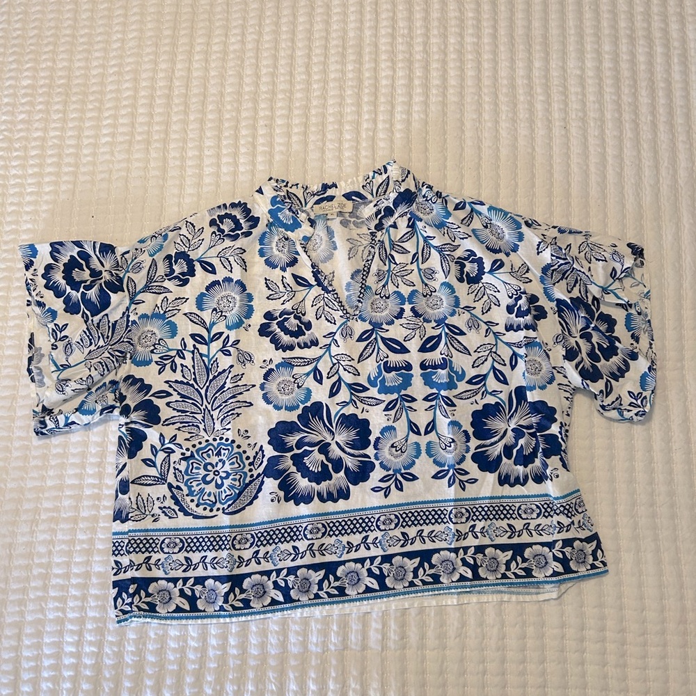 Rachel Zoe Floral Blue and White Blouse